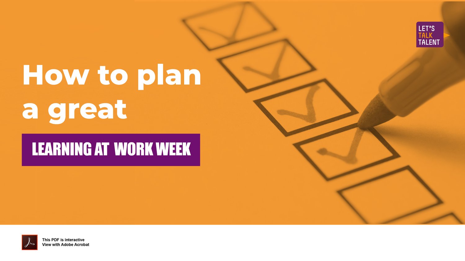 How to plan a great Learning at Work Week Checklist front cover- Lets Talk Talent