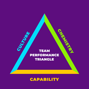 Team performance triangle showing culture, chemistry and capability