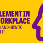 deep yellow background with purple text saying 'entitlement in the workplace'.